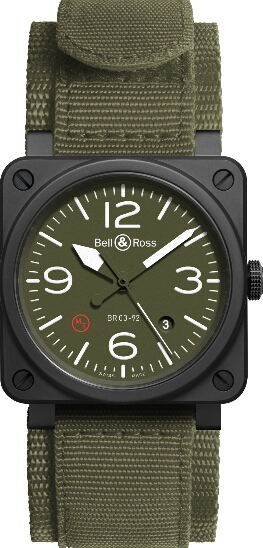Bell & Ross Aviation BR 03-92 Military Type Black Ceramic replica watch - Click Image to Close